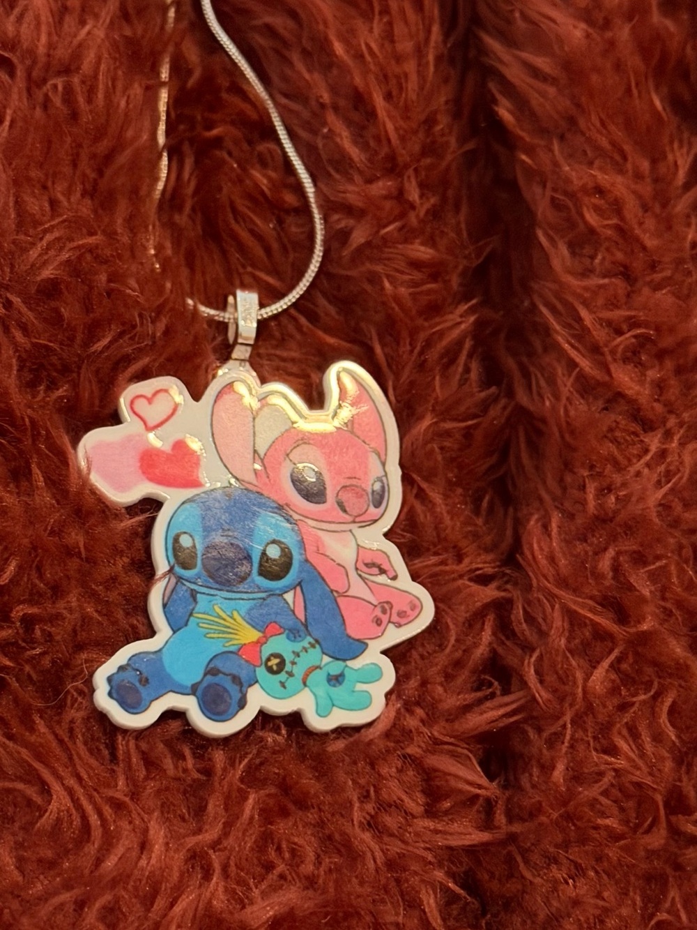 Pink & Blue Stitch Necklace Charm - Cute Character Pendant